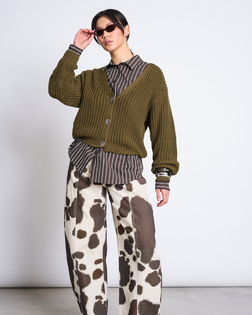 CHUNKY CARDIGAN LENA woody olive | JAN ´N JUNE