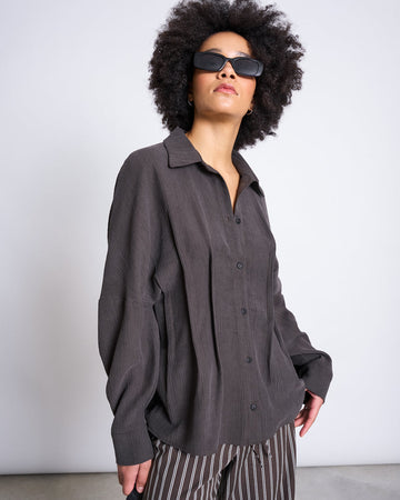 GATHERED BLOUSE CALVA mud | JAN ´N JUNE