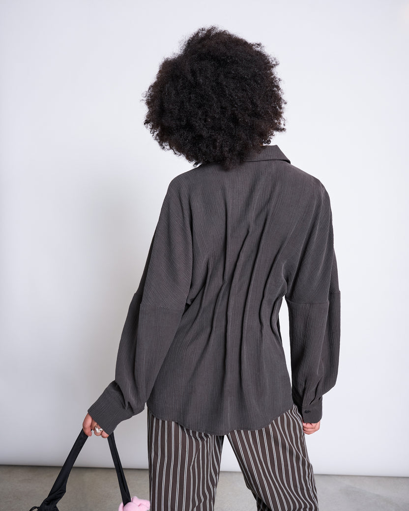 GATHERED BLOUSE CALVA mud | JAN ´N JUNE