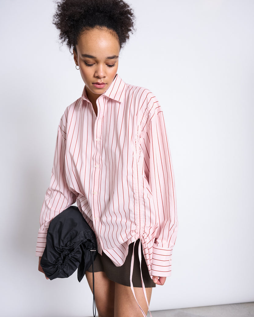 GATHERED SHIRT ZIBA pale pink striped | JAN ´N JUNE
