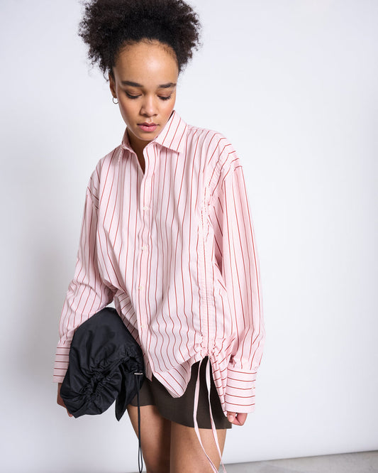 GATHERED SHIRT ZIBA pale pink striped | JAN ´N JUNE