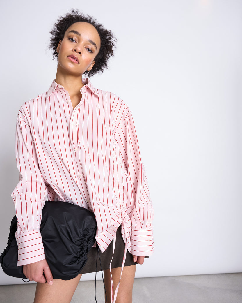 GATHERED SHIRT ZIBA pale pink striped | JAN ´N JUNE