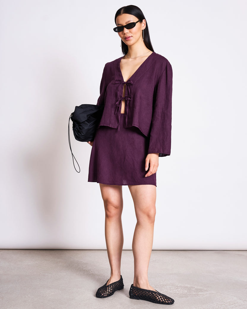 LINEN MINI SKIRT CERCIS CHERRY LACQUER | Jan ´n June