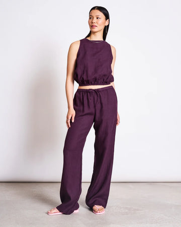 LINEN DRAWSTRING PANTS SJOV CHERRY LACQUER | Jan ´n June