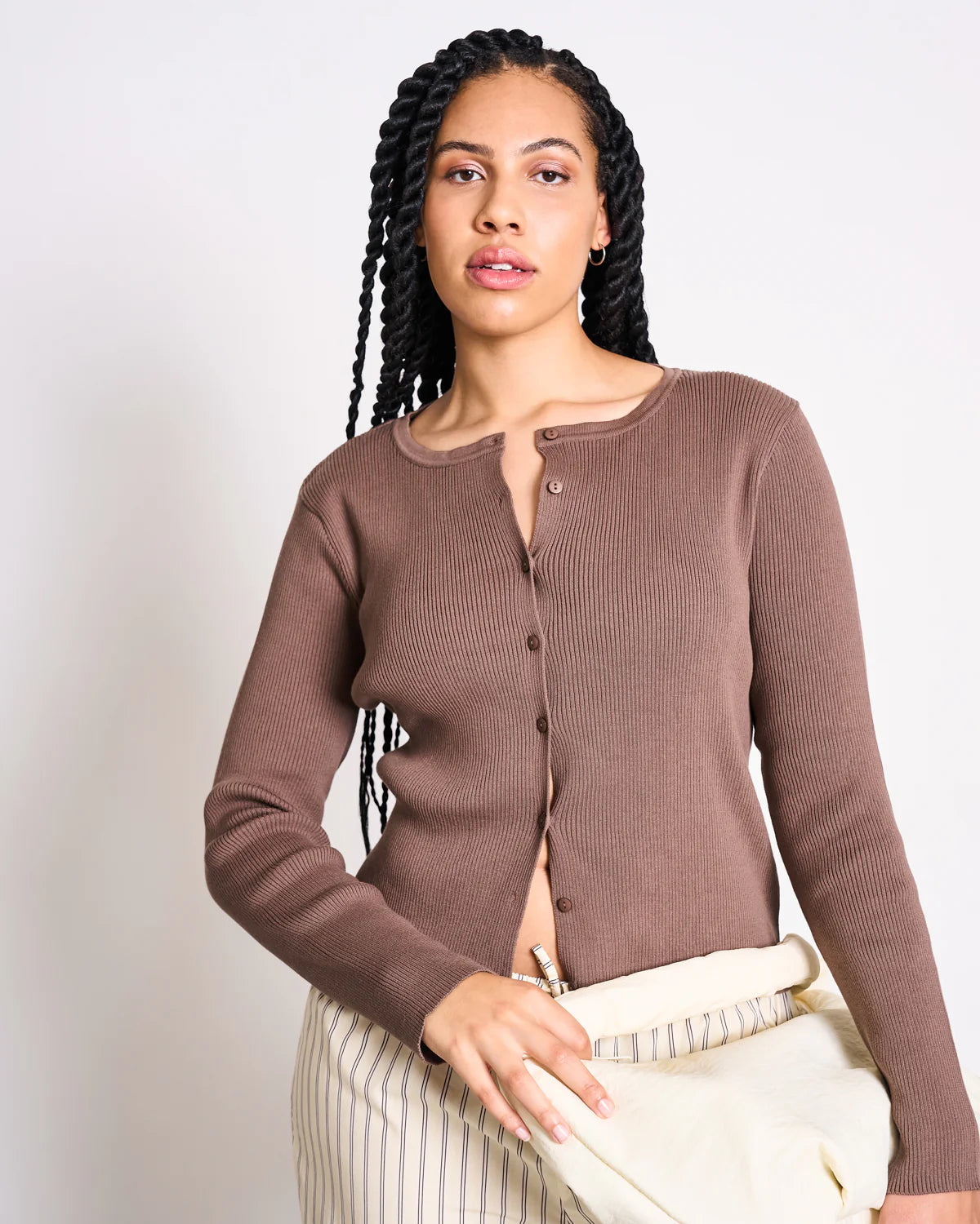 CREWNECK CARDIGAN GLIMT CLAY | Jan ´n June