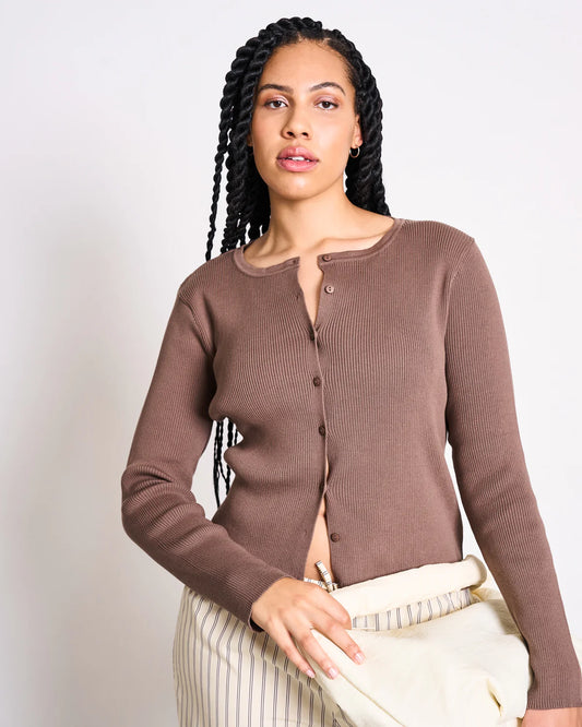 CREWNECK CARDIGAN GLIMT CLAY | Jan ´n June