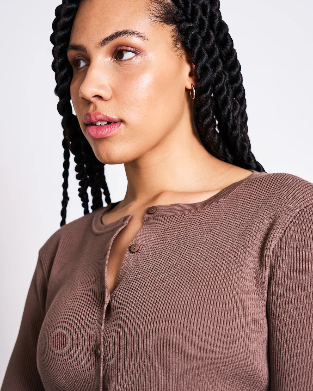 CREWNECK CARDIGAN GLIMT CLAY | Jan ´n June