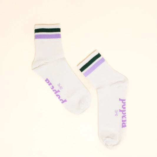 Ankle Tennis-Socken lila/grün Streifen | popeia