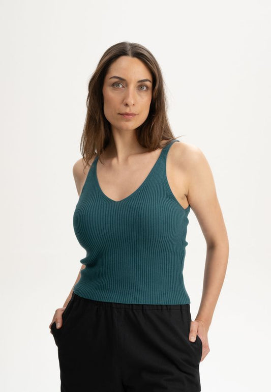 V-Neck Strick Top RHADA deep sea | MELAWEAR