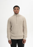Men Rib Knit Troyer Style UDAI kiesel melange | MELA