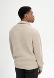Men Rib Knit Troyer Style UDAI kiesel melange | MELA