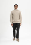 Men Rib Knit Troyer Style UDAI kiesel melange | MELA