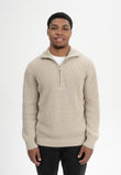 Men Rib Knit Troyer Style UDAI kiesel melange | MELA