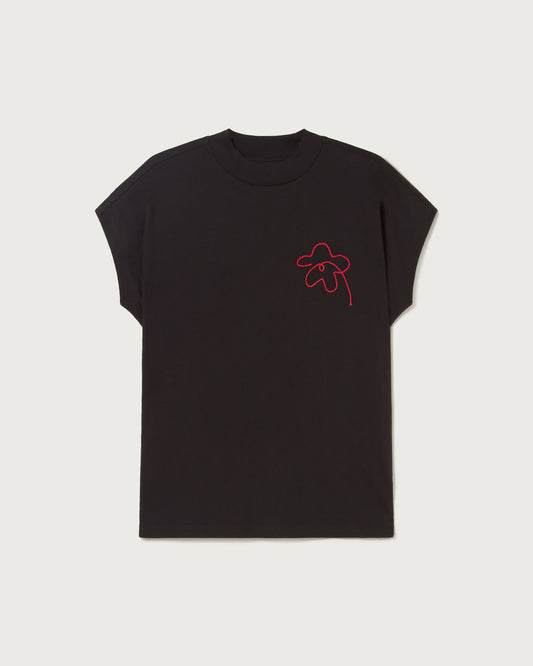 T-Shirt FLOWER CORD VOLTA TEE BLACK | THINKING MU