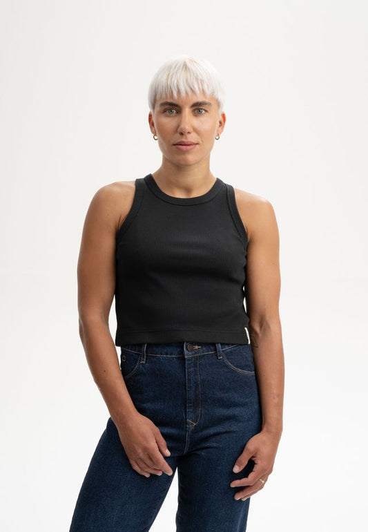 Cropped Ribbed Tanktop PRISHA black | MELAWEAR