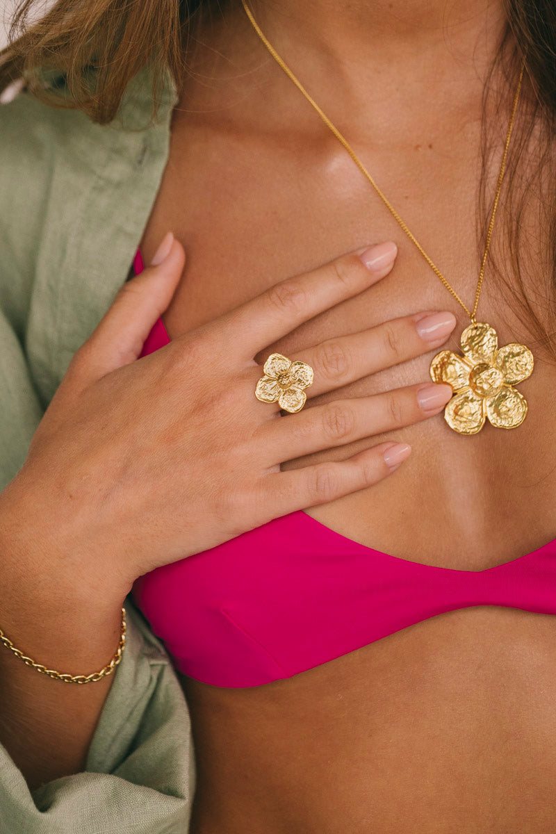 Big flower gold ring online