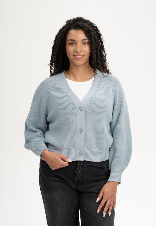 Rib Knit Cardigan BHUMA cloudy blue | MELAWEAR