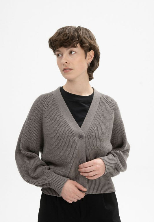 Rib Knit Cardigan BHUMA bear melange | MELAWEAR