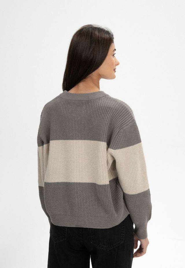Rib Knit Jumper ADAH STRIPES bear / kiesel | MELAWEAR