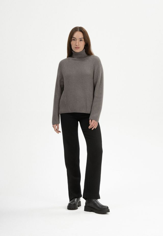 Rib Knit Turtleneck Jumper CHIRHA bear melange | MELAWEAR