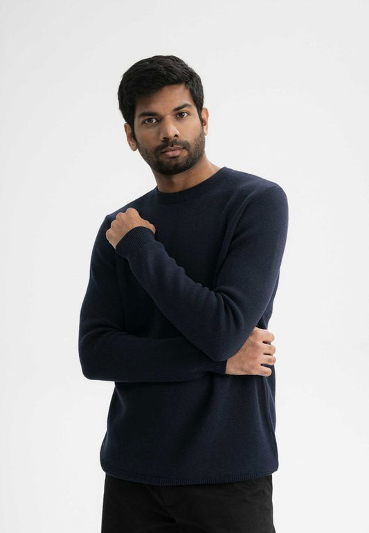 Jacquard Knit Jumper MANAV navy | MELAWEAR