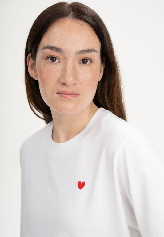 Cropped T-Shirt heavy JOSHNA white Heart | MELAWEAR