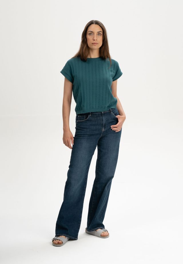 Structured Knit T-Shirt BHARI deep sea | MELAWEAR