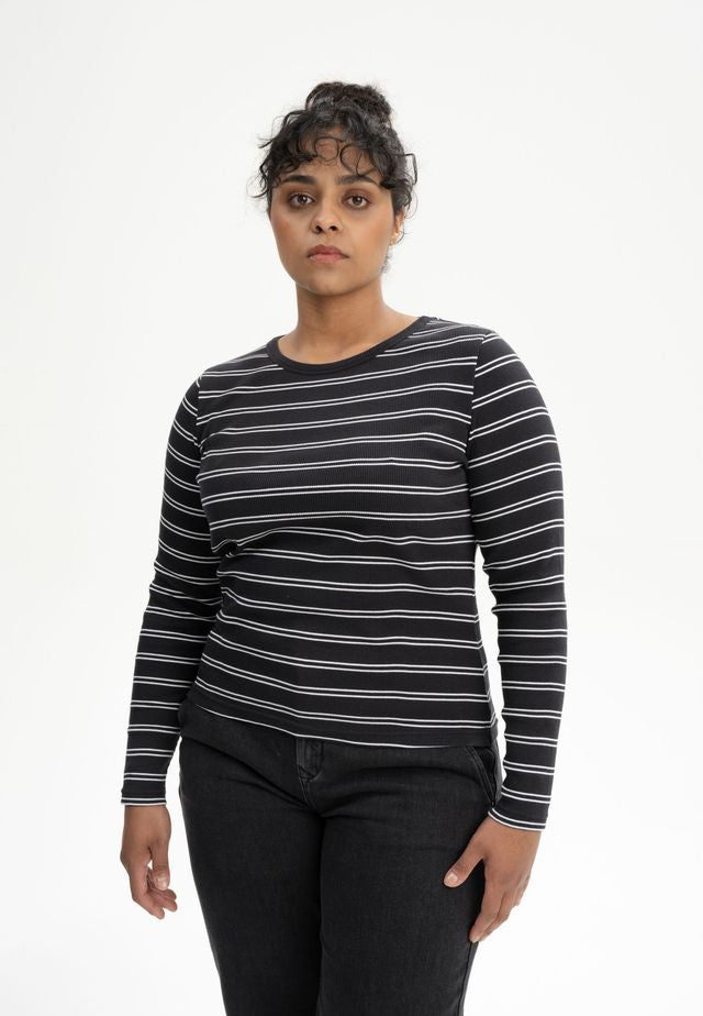 Ribbed Longsleeve MEHAR black white stripes | MELAWEAR