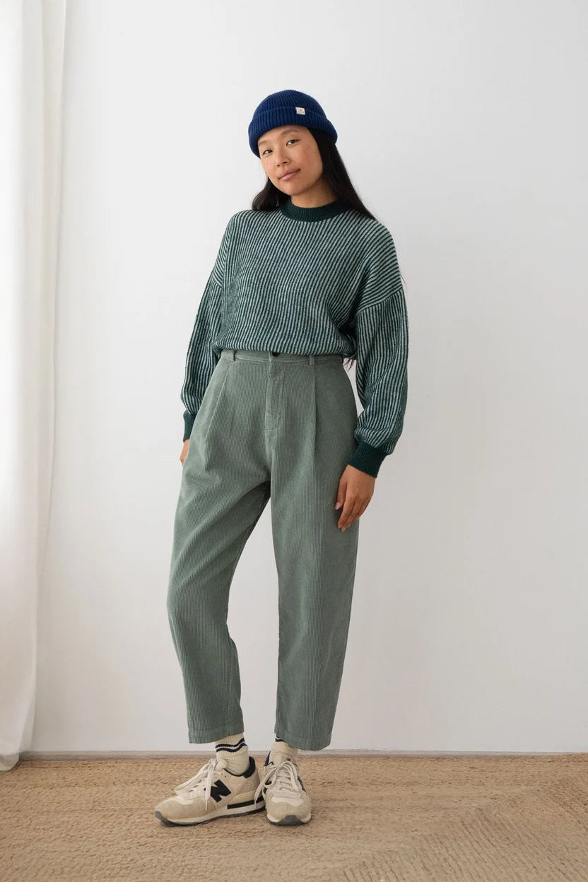 Hose HARUKU CORDUROY WASHED GREEN | TWOTHIRDS
