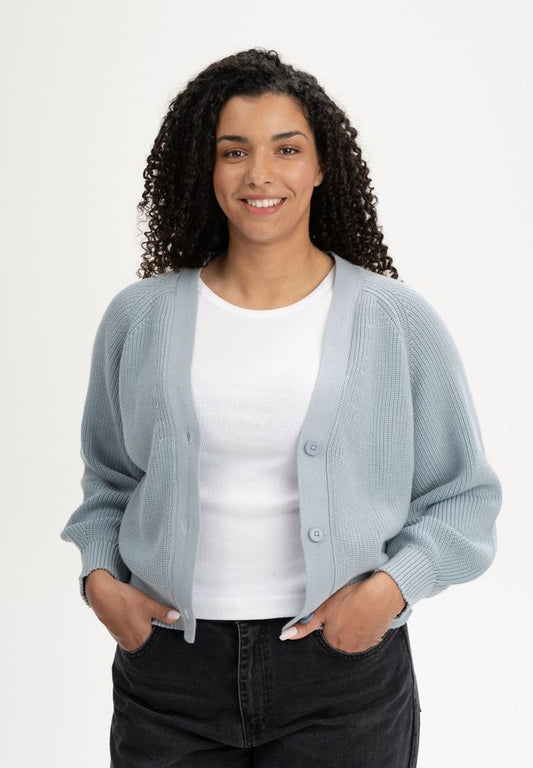 Rib Knit Cardigan BHUMA cloudy blue | MELAWEAR