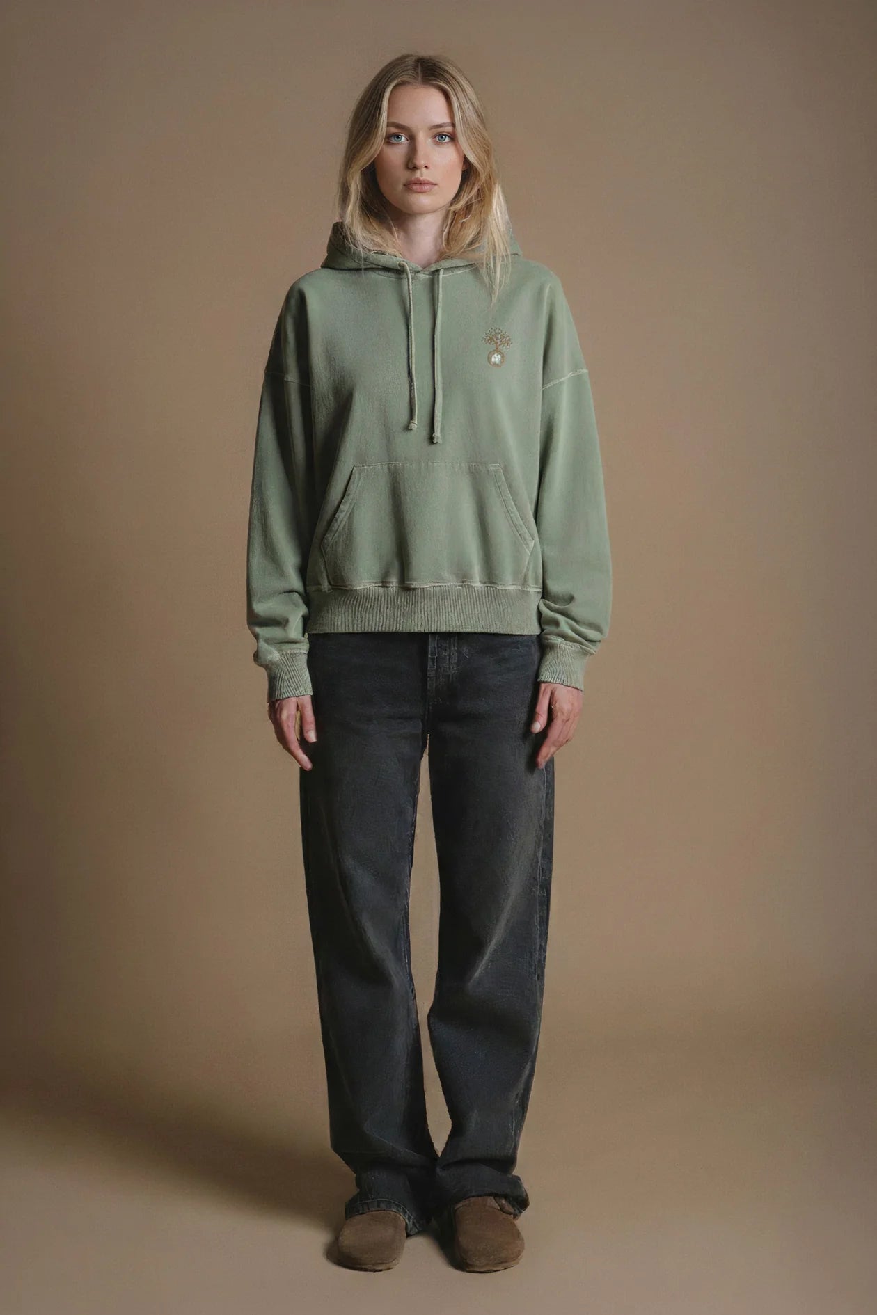 Hoodie Cepaes Pigment Silver Green | trendsplant