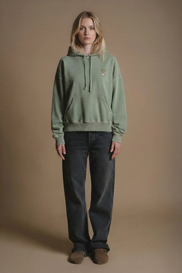 Hoodie Cepaes Pigment Silver Green | trendsplant