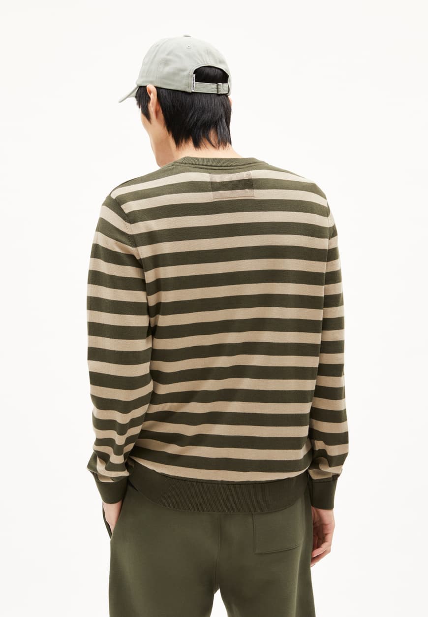 Strick Pullover LOUKAA FINE STRIPES forest pine-light sage | ARMEDANGELS
