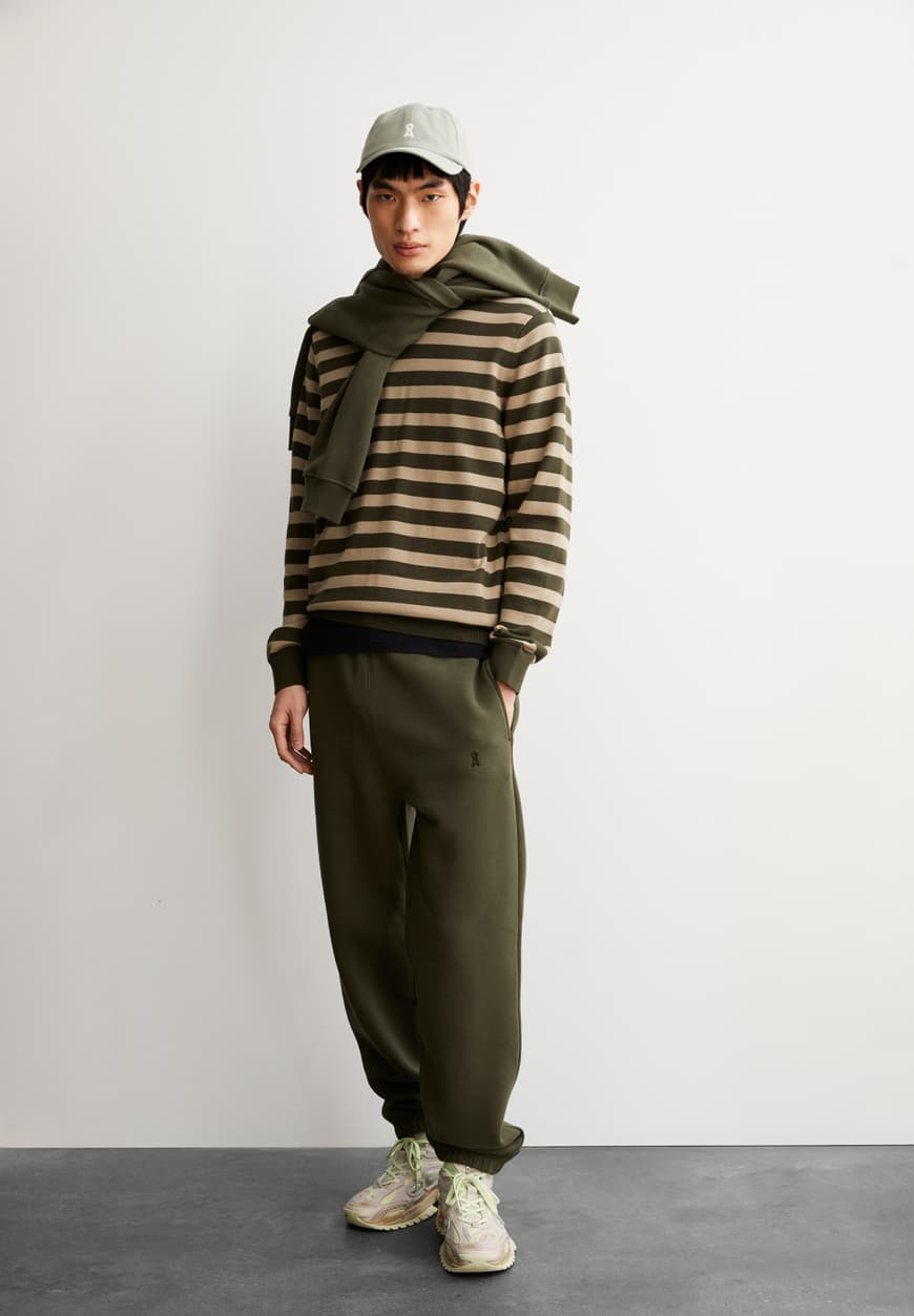 Strick Pullover LOUKAA FINE STRIPES forest pine-light sage | ARMEDANGELS