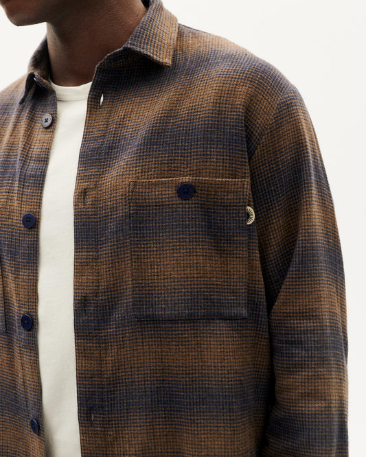 NAVY BROWN CHECKS HANS SHIRT | THINKING MU