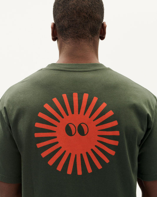 BOTTLE GREEN FACE SOL T-SHIRT | THINKING MU