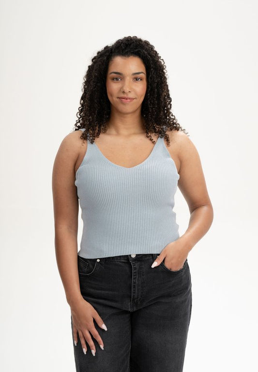 V-Neck Strick Top RHADA cloudy blue | MELAWEAR