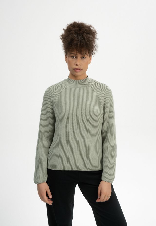 Rib Knit Mock Neck Jumper ANALAH green clay | MELAWEAR