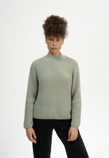 Rib Knit Mock Neck Jumper ANALAH green clay | MELAWEAR