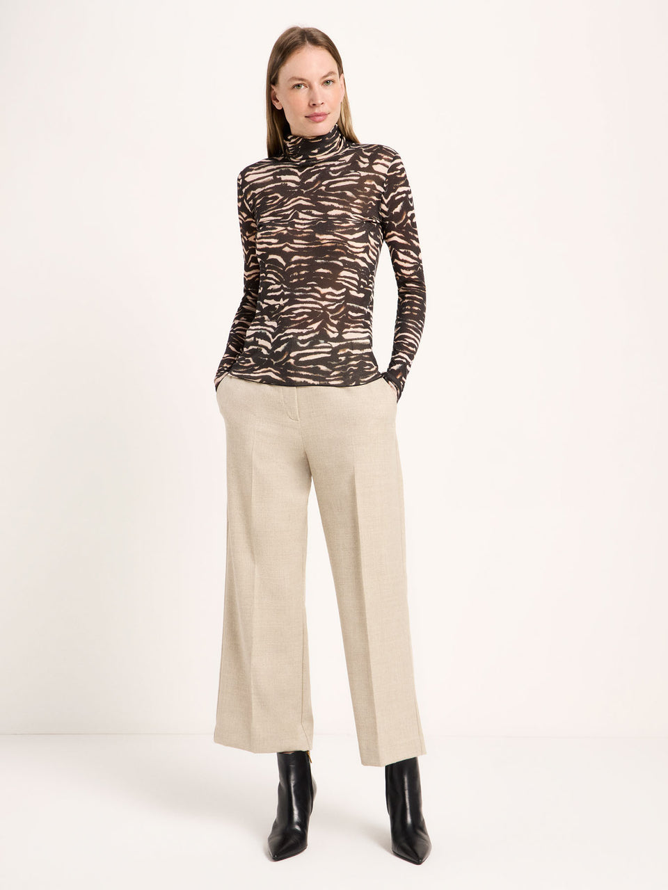 Rollkragenshirt print animal stripes rose | LANIUS