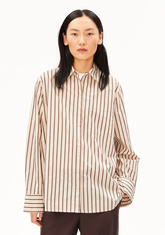 STRIPE LOOSE SHIRT BLOUSE oatmilk-claystone | ARMEDANGELS