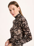Rollkragenshirt print animal stripes rose | LANIUS