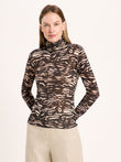 Rollkragenshirt print animal stripes rose | LANIUS