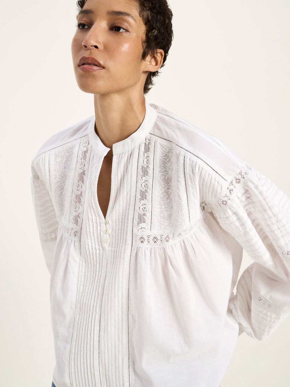 Spitzenbluse GOTS white | LANIUS