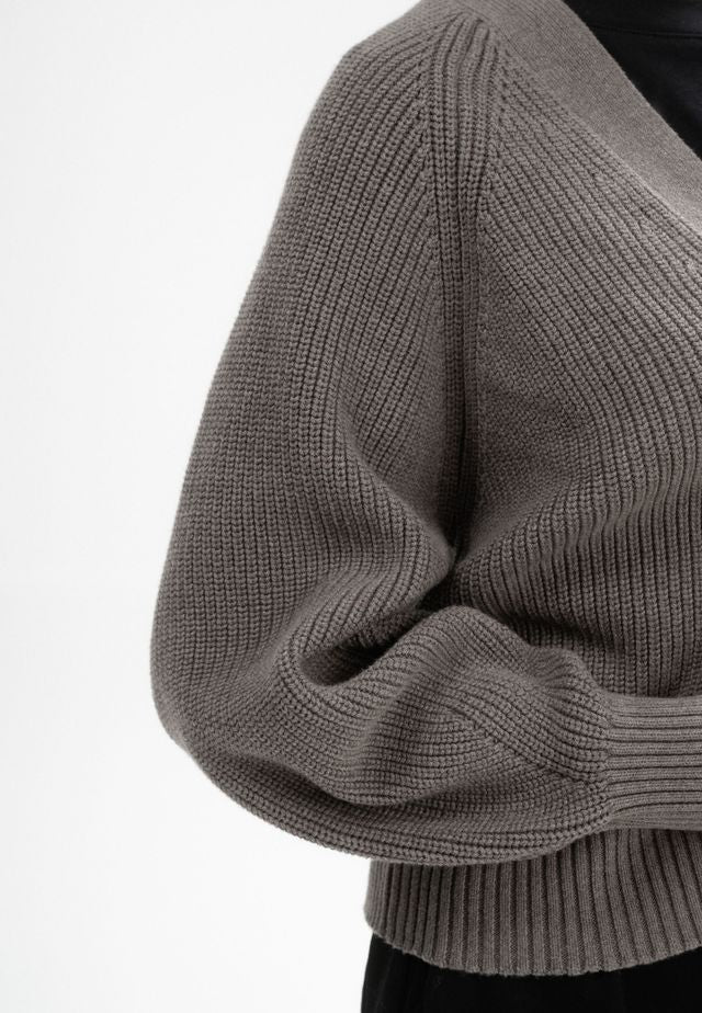 Rib Knit Cardigan BHUMA bear melange | MELAWEAR