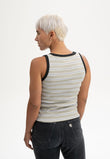 Ribbed Tanktop DRISNA dusty green stripes | MELAWEAR
