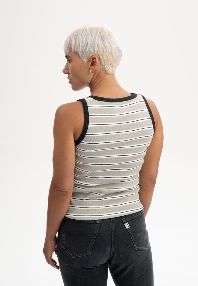 Ribbed Tanktop DRISNA dusty green stripes | MELAWEAR