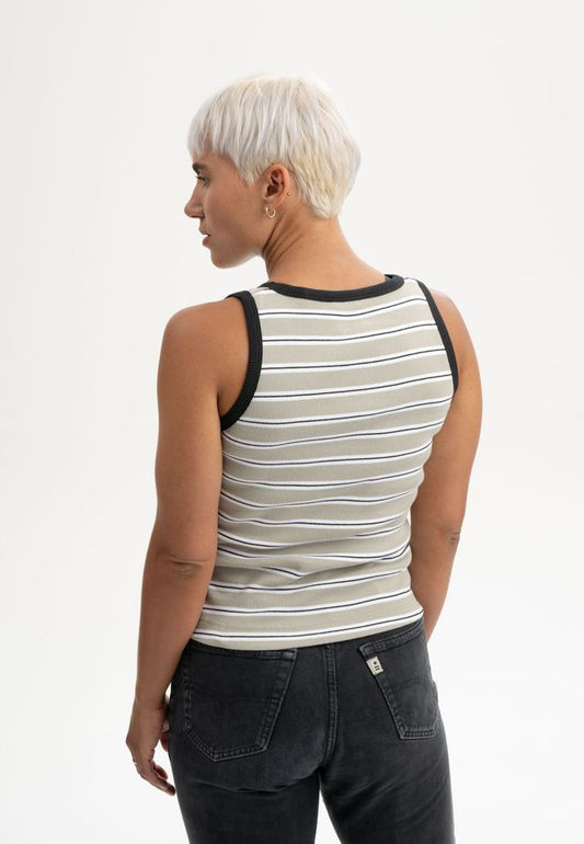 Ribbed Tanktop DRISNA dusty green stripes | MELAWEAR