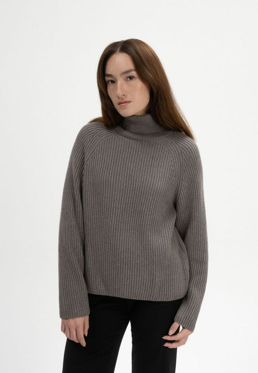 Rib Knit Turtleneck Jumper CHIRHA bear melange | MELAWEAR