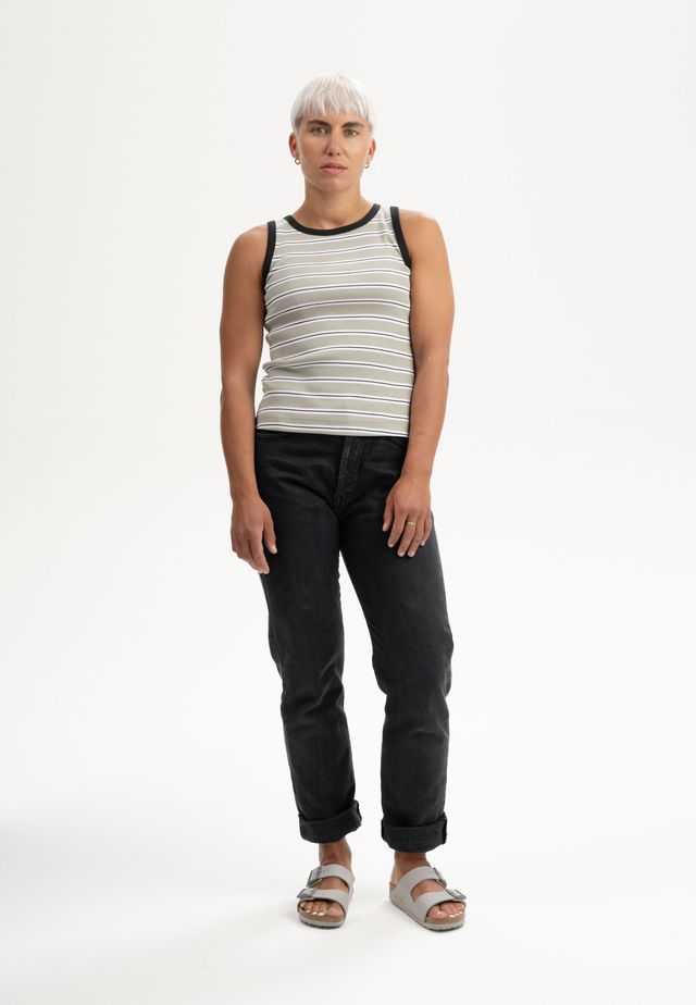 Ribbed Tanktop DRISNA dusty green stripes | MELAWEAR